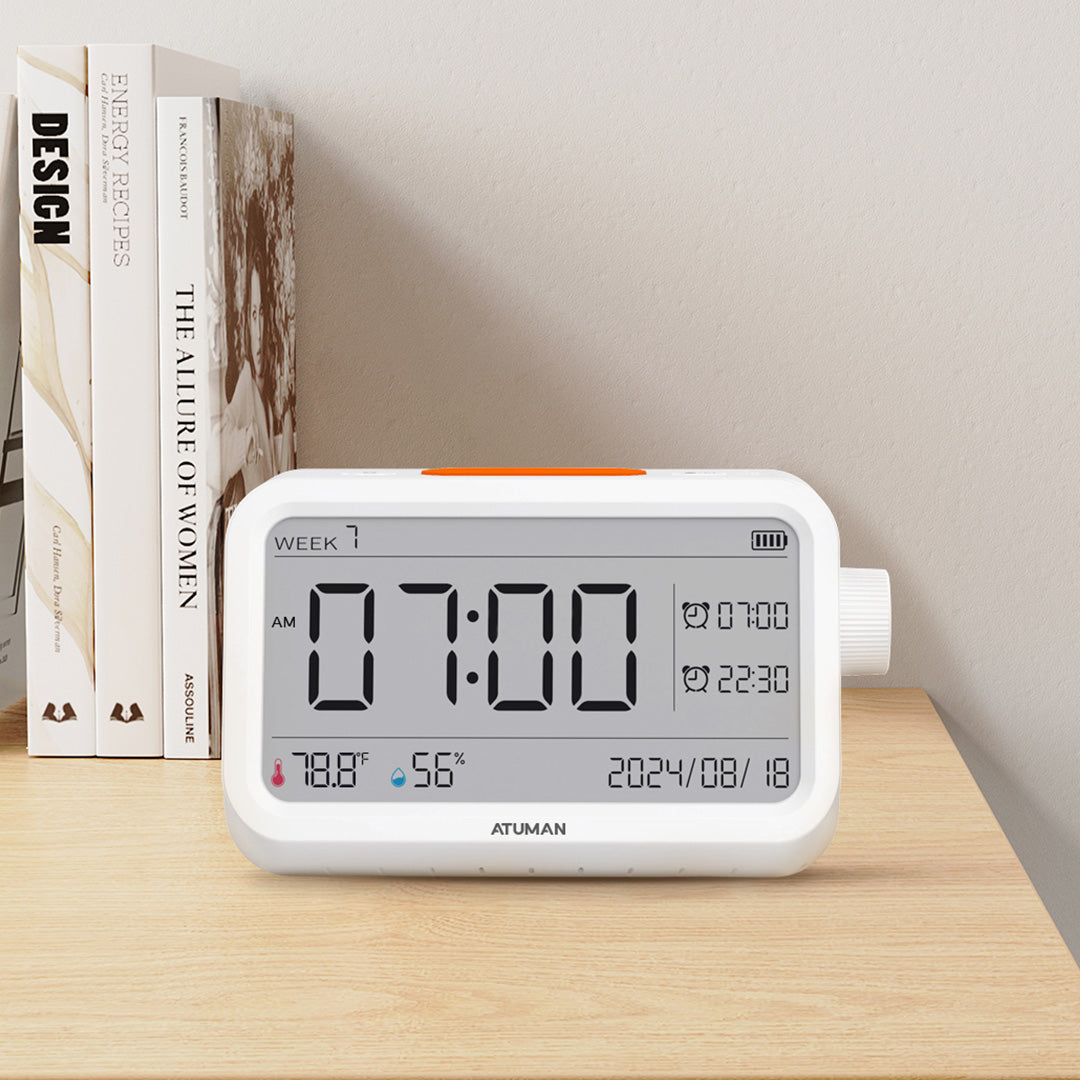 MT2 Thermometer Hygrometer with Clock – Indoor Temperature & Humidity Monitor with Alarm and Night Light