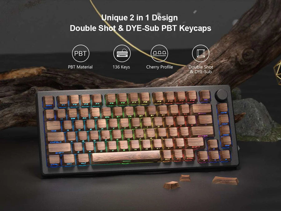 XVX Keycaps Walnut PBT Keycap Set