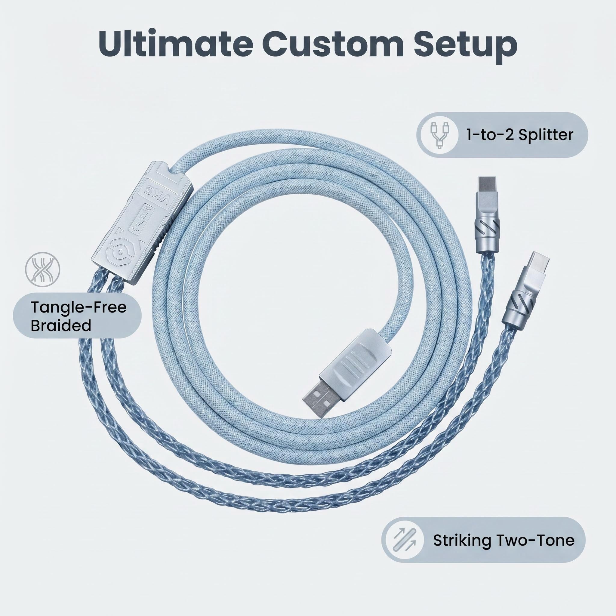 Pro Dual USB-C Keyboard Cable Premium Braided Double-ended USB-C Cable