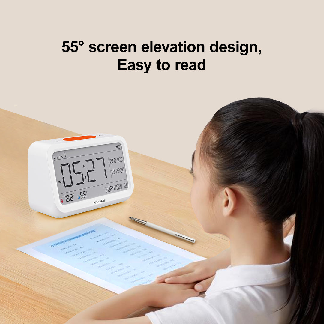 MT2 Thermometer Hygrometer with Clock – Indoor Temperature & Humidity Monitor with Alarm and Night Light