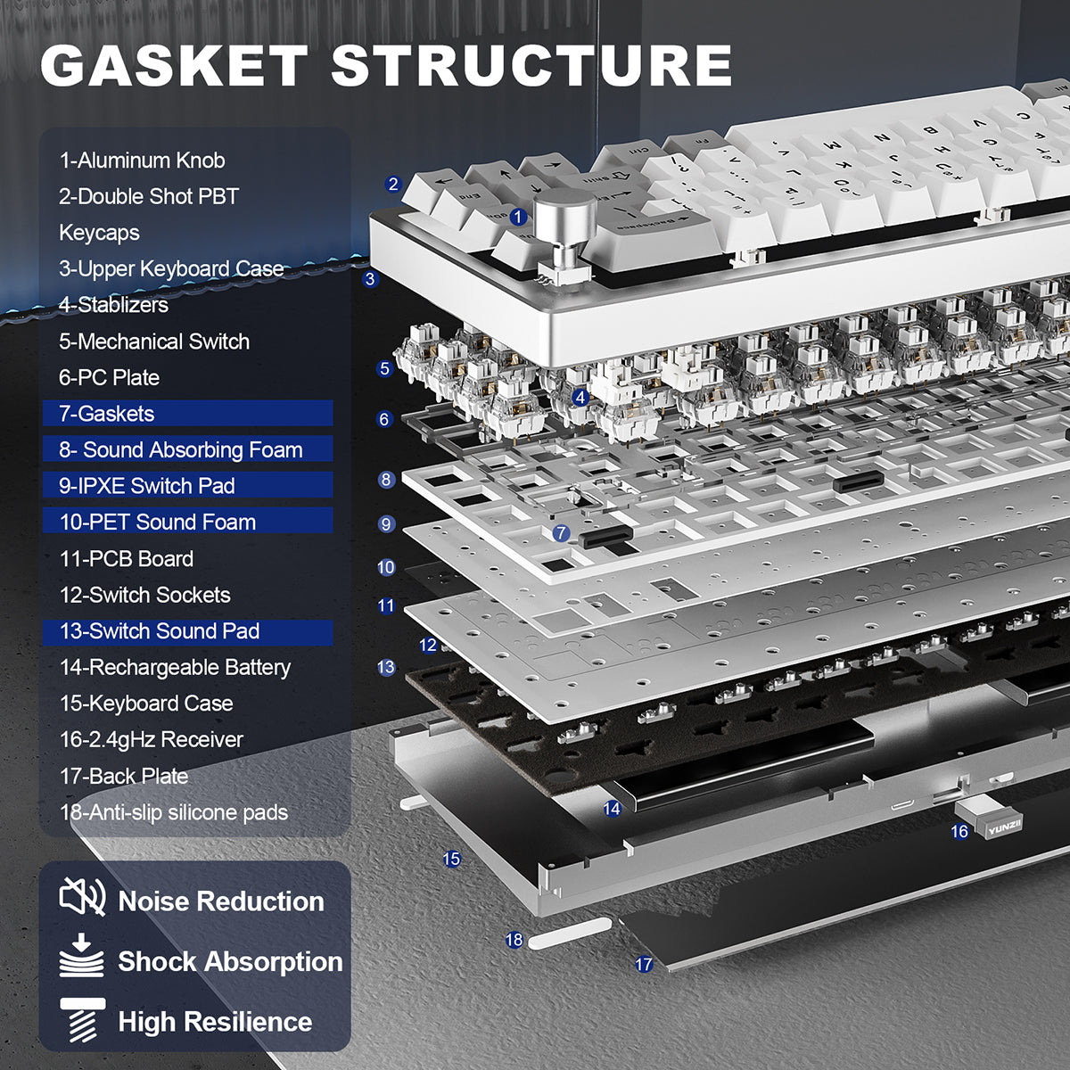 YUNZII AL68 QMK/VIA Tri-Mode Hot-Swap Wireless Mechanical Keyboard