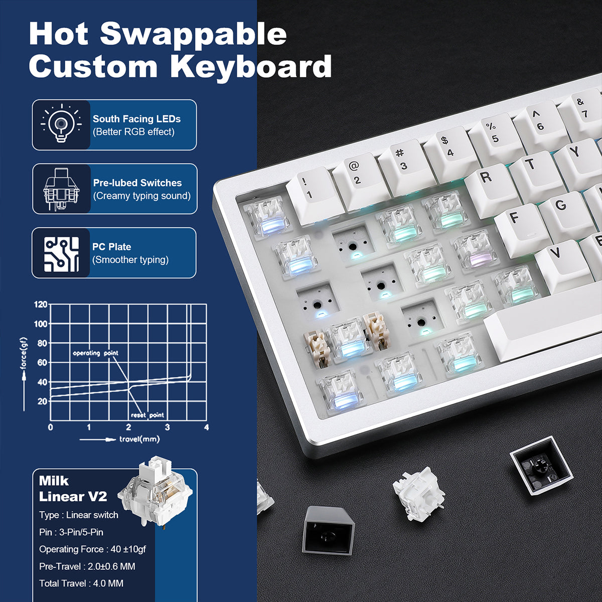 YUNZII AL68 QMK/VIA Tri-Mode Hot-Swap Wireless Mechanical Keyboard