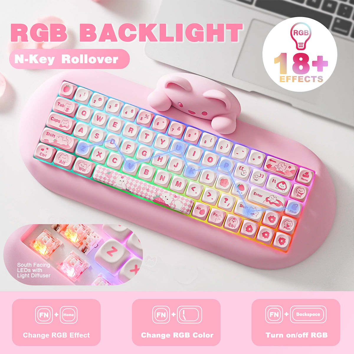 YUNZII C68 Meow Bluetooth Wireless Mechanical Cat Keyboard Milk Switch