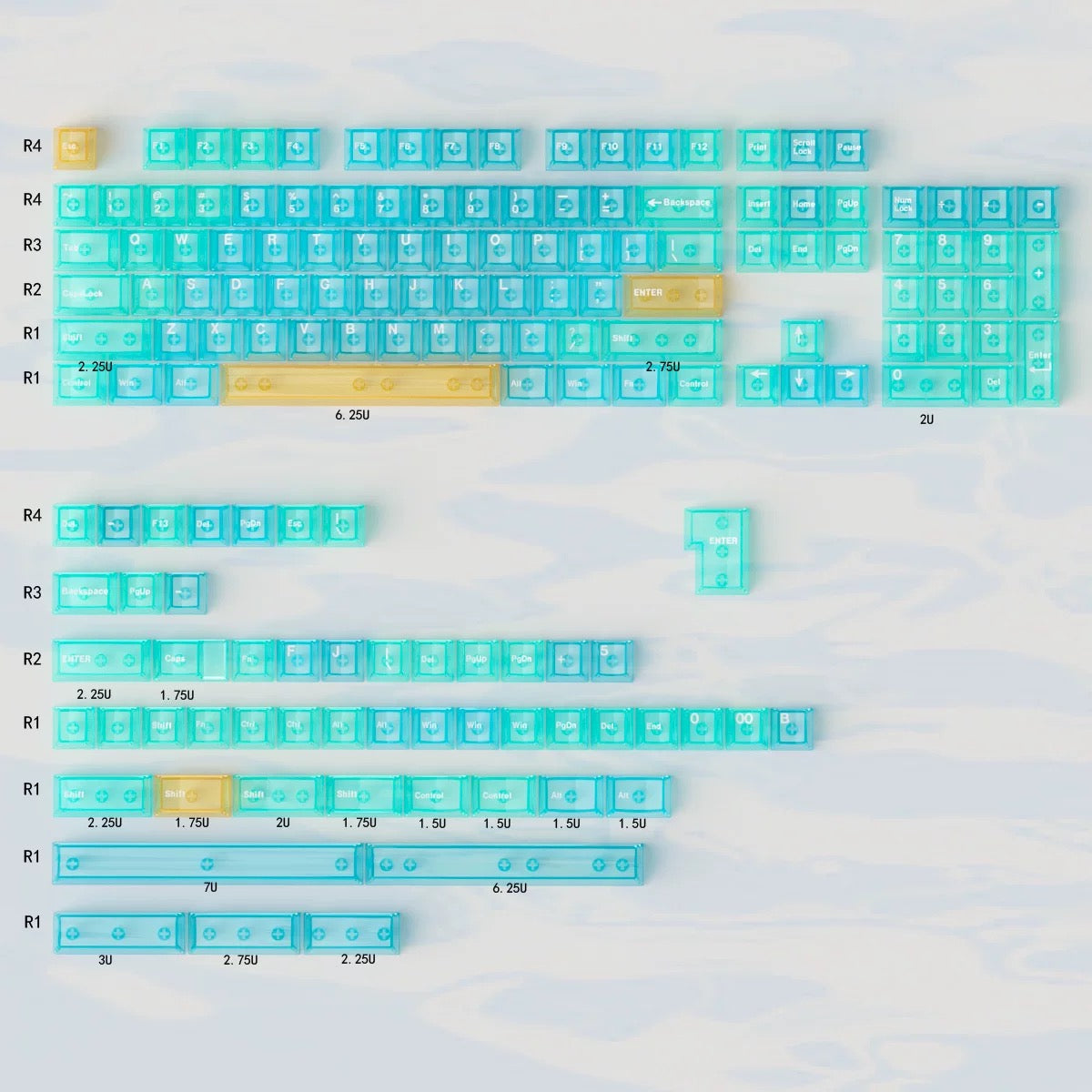 Keycaps Transparent PBT Keycaps