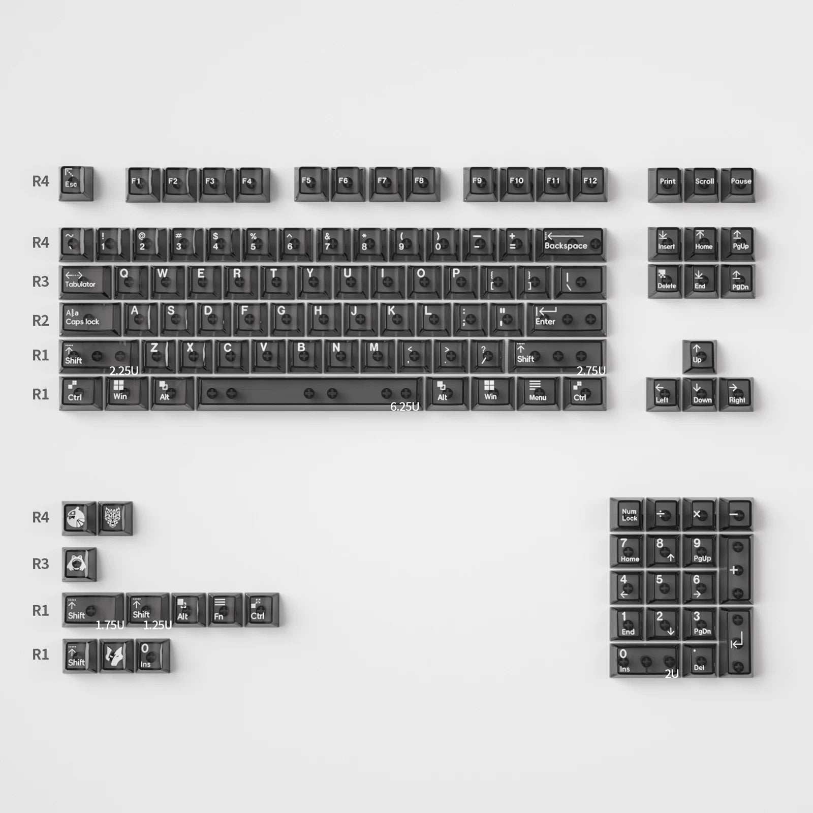Keycaps Transparent PBT Keycaps