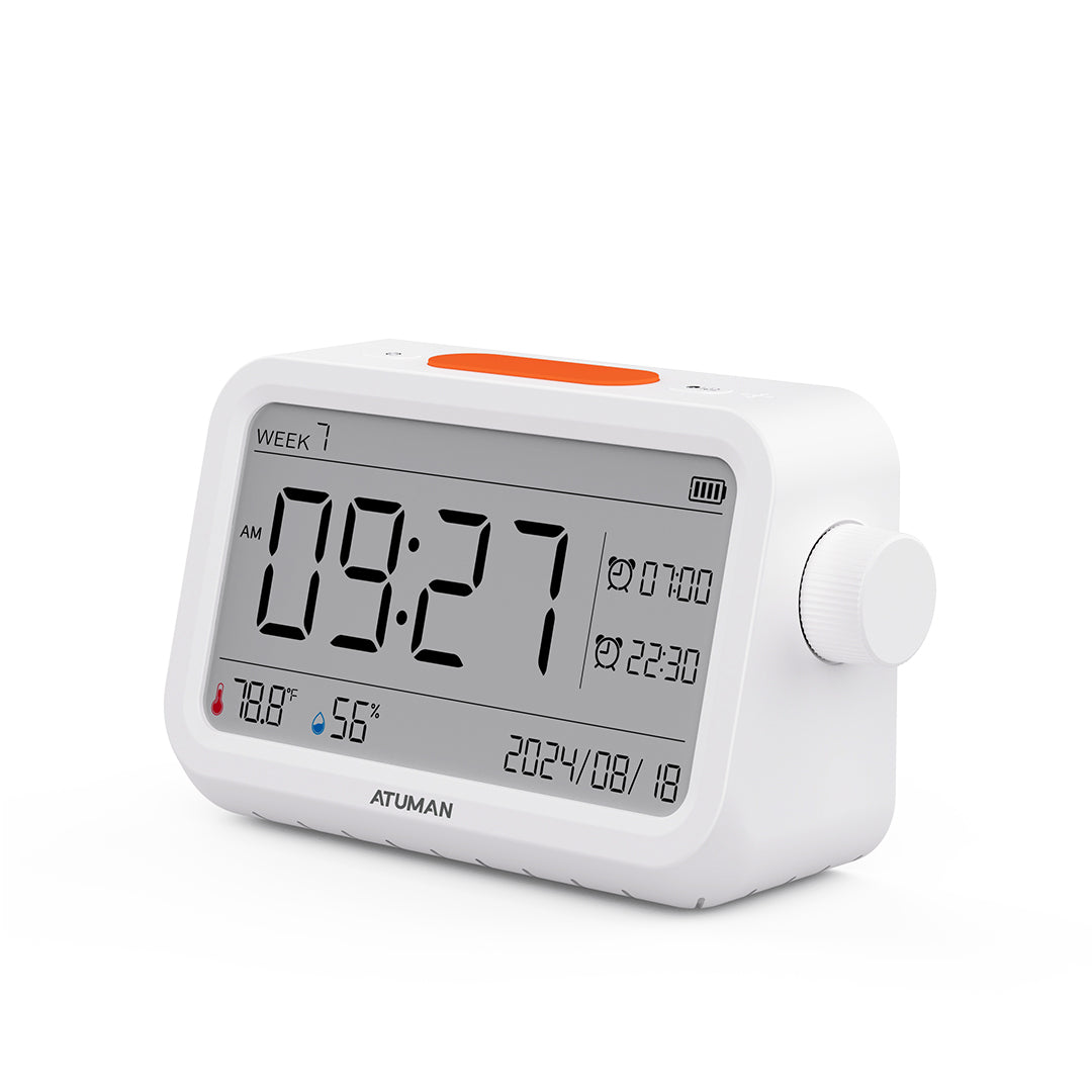 MT2 Thermometer Hygrometer with Clock – Indoor Temperature & Humidity Monitor with Alarm and Night Light